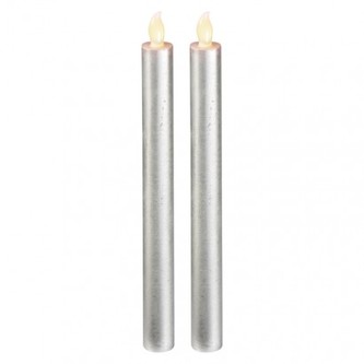 ZY2271 LED svíčky, 25cm, metalické stříbrné, 2× AAA, 2 ks - EMOS zy2271